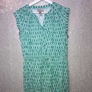 Ann Taylor Loft Sleeveless Green White Dress
